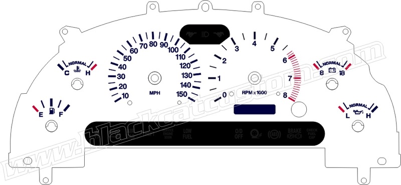 Black Cat Custom Automotive Ford Mustang Gauge Faces 1987 To 2004
